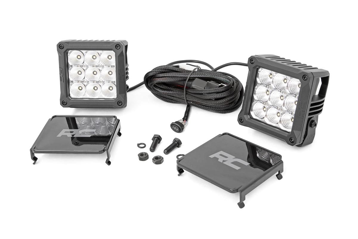 LED Light Pods - Pair - Rough Country - 4 Inch Chrome Series - Chrome